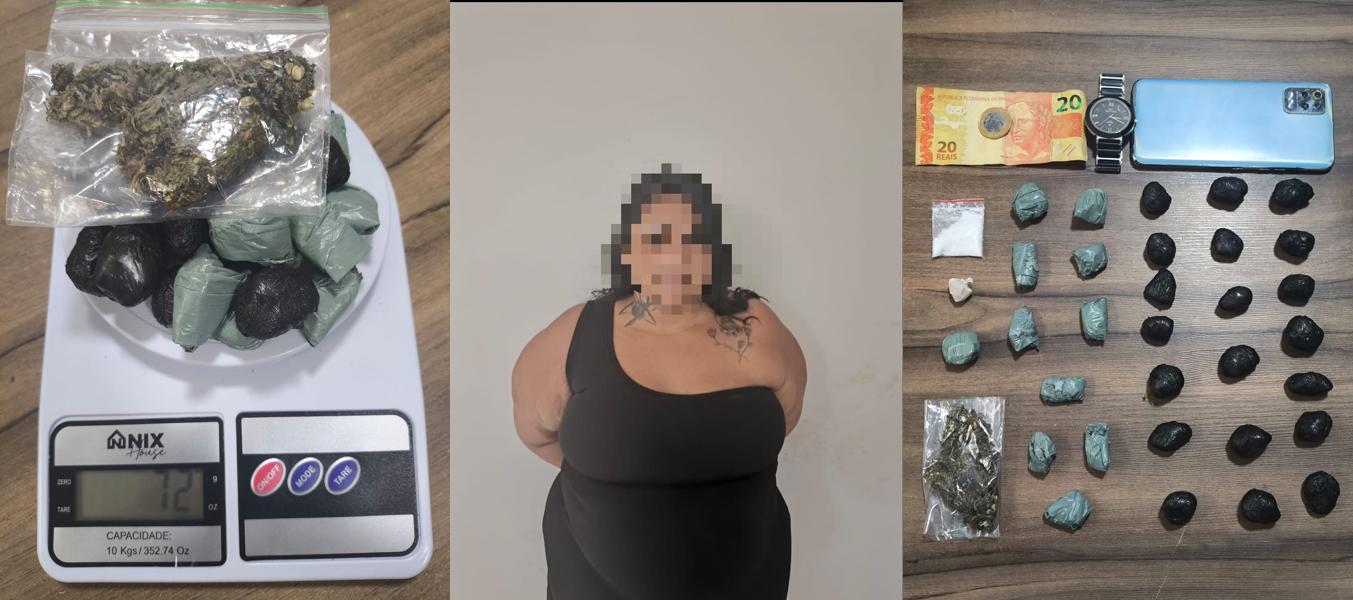 Foragida por homicídio é capturada com drogas em ponto de tráfico no Alto Bonito